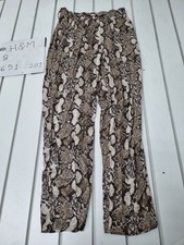 H&M Women's Trousers Size 8 Snake Print Straight Leg Elastic Waist Casual Wear