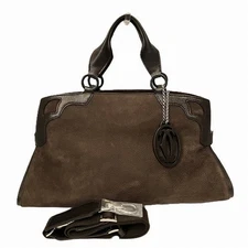 Cartier Marcello Suede 2Way Bag Women Brown One Size