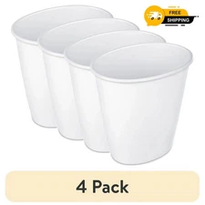 (4 pack) Sterilite Bathroom Trash Can, 1.5 Gallon, Plastic Oval Vanity Garbage