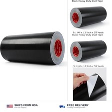Duct Tape Black Wide Roll Heavy-Duty Industrial Strength 12 inches x 55 Yards...
