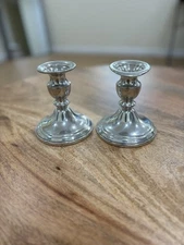 Set Of 2  4" Stieff Pewter Candlestick Candle Holders *READ*