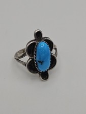 Vintage Sterling Silver Southwestern Turquoise Ring Size 7