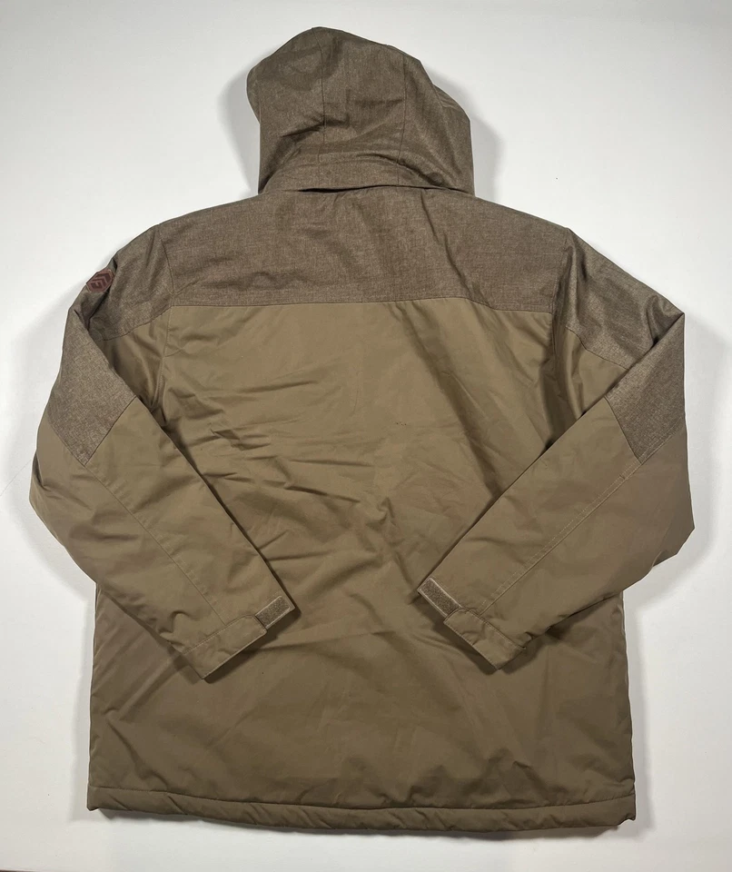 Free Country Jacket Mens XL Bark Brown Hooded Sherpa Lined Parka Coat Pockets - Image 2 of 4