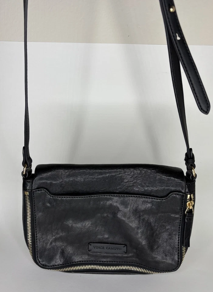 Vince Camuto Black Pebbled Leather Tote Crossbody Messenger Shoulder Bag Purse - Image 3 of 4