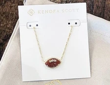 😍 Kendra Scott Football Pendant Necklace with Gold plated Chain new
