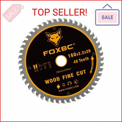 FOXBC 495377 491952 for festool Track Saw Blade 160mm（6 1/4''）, 2.2mm, 20mm, 48T,