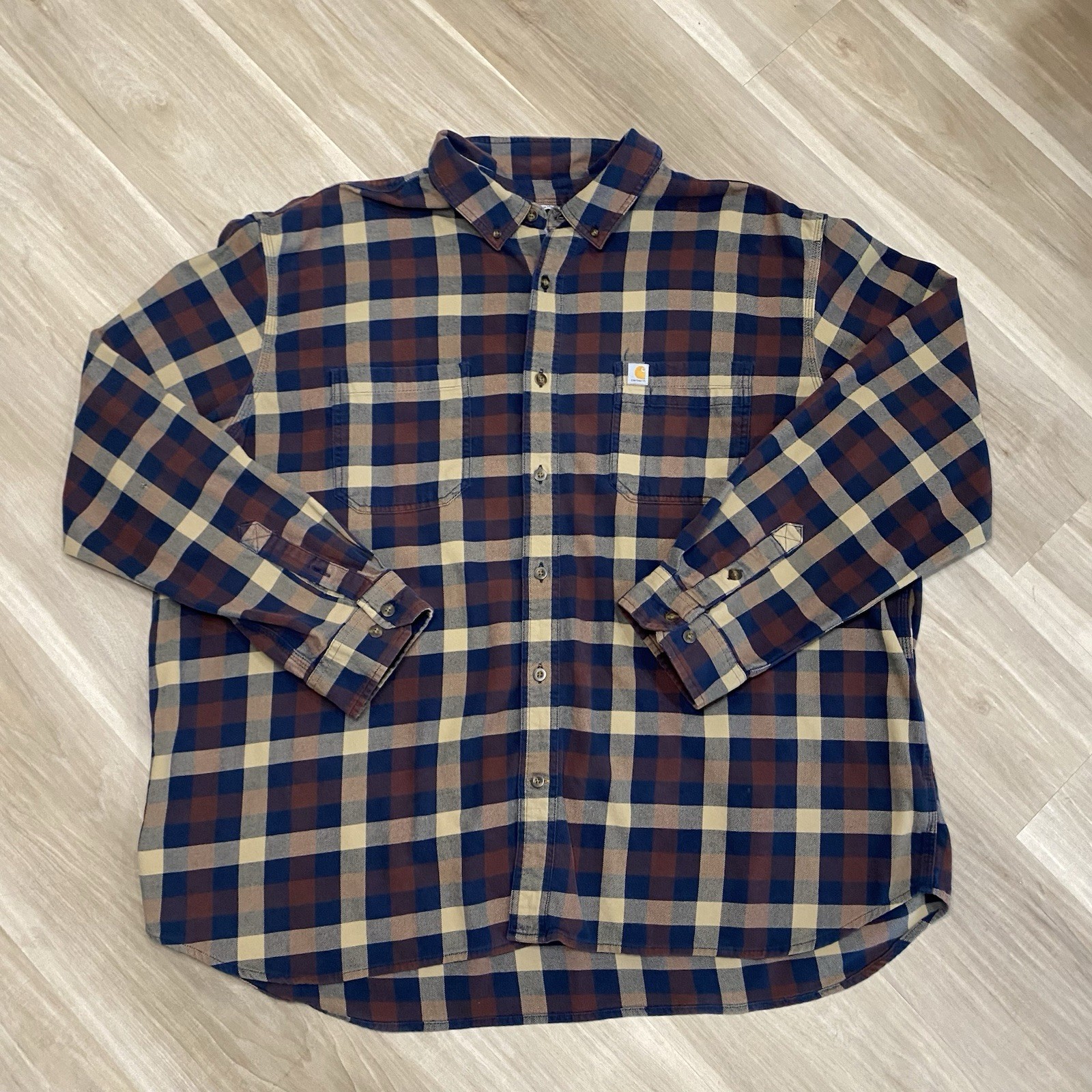 Carhartt Shirt Mens 3XL Relaxed Fit Flannel Plaid Button Down