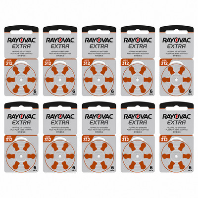 60x Rayovac 312 Hörgerätebatterien 1 Jahres Vorrat PR41