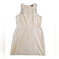 Banana Republic White Eyelet Sleeveless Mini Dress | Size 12 | Cotton Racerback