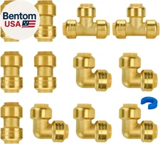 Plumbing Fittings 1/2 Inch, Push Pex Fittings 1/2 Inch, 5 Each Coupling and 90 D