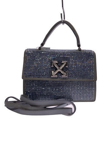 Off-white Shoulder Bag Rhinestone Suede Gray Used