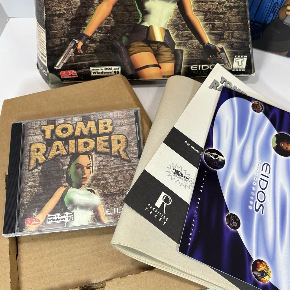 Tomb Raider/Tomb Raider 3 Trapezoid Box Big Box PC Game Vintage 1996-Complete - Image 2 of 4