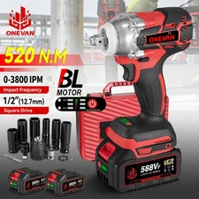 Cordless Electric Impact Wrench Gun 1/2'' Driver 520Nm Li-ion Battery High Power
