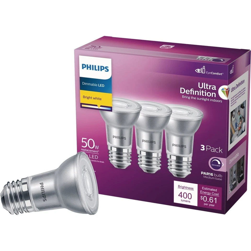 Philips 3pk 50w Par16bw Led Bulb 570762 Philips 570762 046677576066 - Image 4 of 4