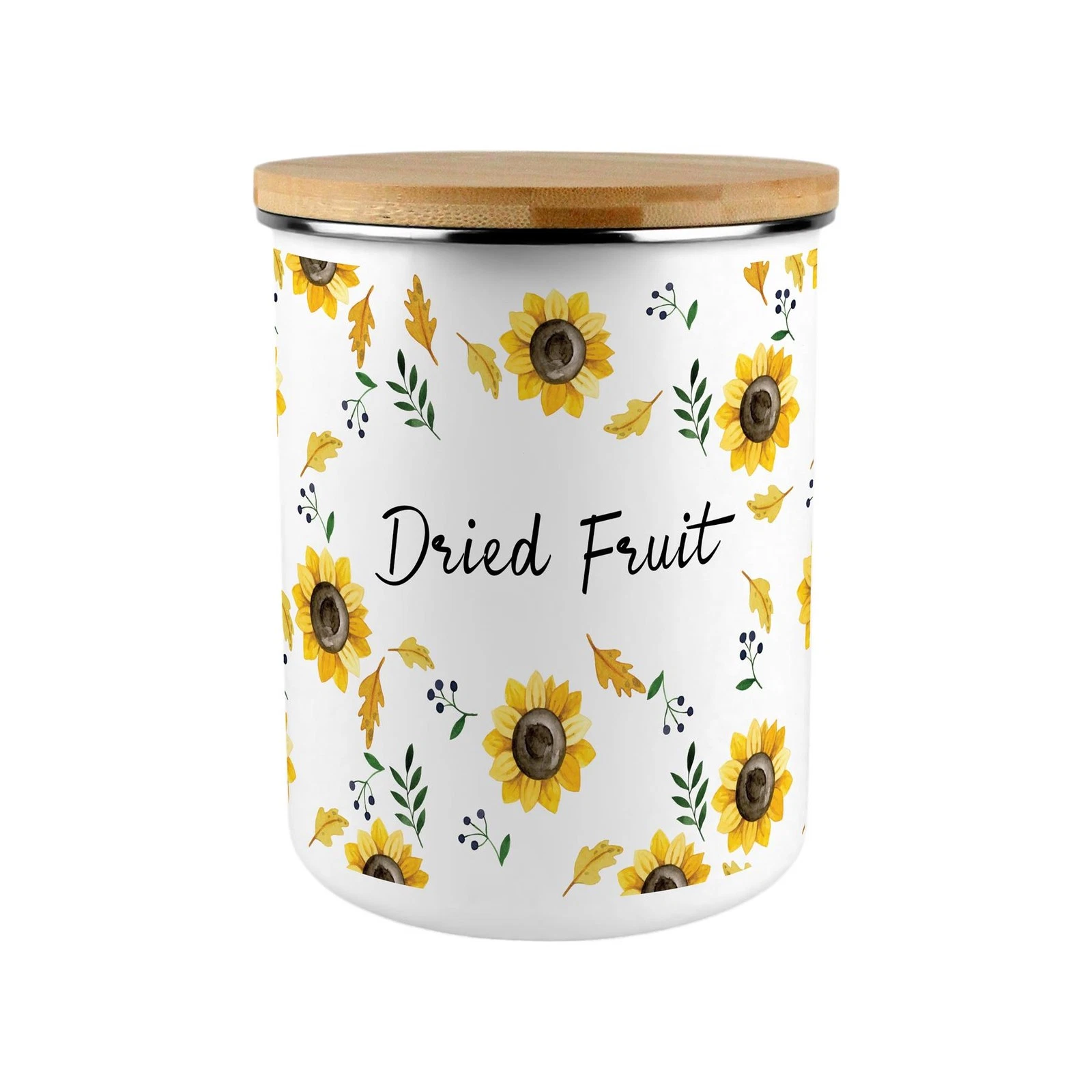 Sunflowers Dried Fruit Storage Canister - XL Enamel Container Home Gift