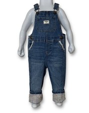 OshKosh B'gosh Classic Denim Overalls Floral Trim Toddler Girls 3T Y2K Preschool