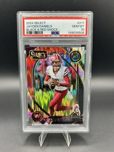2024 Panini Select Jayden Daniels Black & Red Shock Prizm PSA 10 #217 Club Level