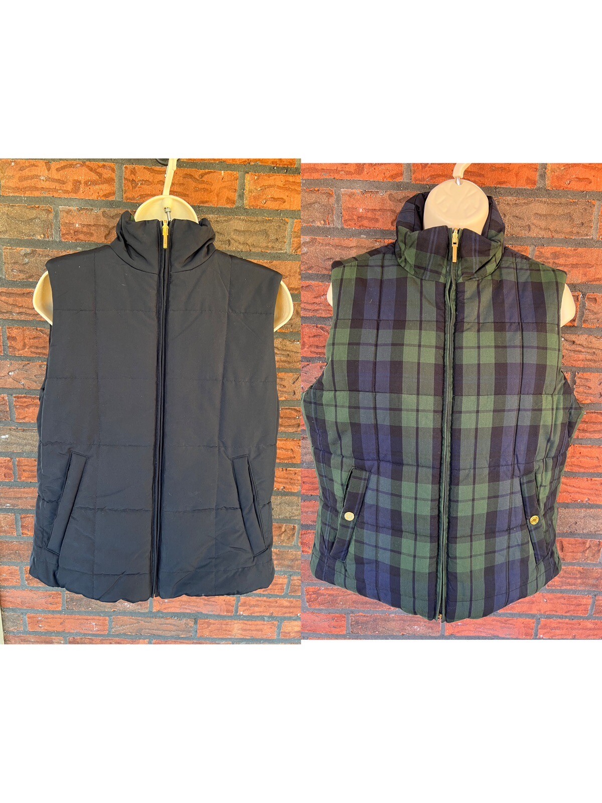 Chaps Reversible Vest Small Solid Black Green Buf… - image 2