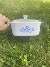 EXTREMELY RARE Vintage Pyrex Corning Wear Blue Cornflower Corningwear Dish & Lid