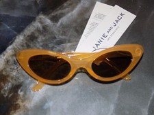 Janie And Jack Yellow Retro Cat Eye Sunglasses Size 4 and Up Girl's NEW