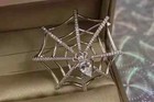 Pin 14k White Gold Plated Silver 1.30Ct Round Cut Real Moissanite Spider Brooch
