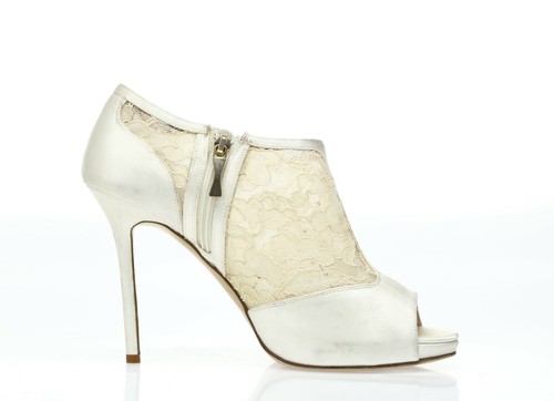 Kate Spade New York Florentina Lace Peep-Toe Ivory Satin Booties sz. 9.5 B - Picture 4 of 7