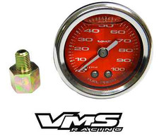 Vms Mustang 1 12 100psi Red Fuel Pressure Gauge Liquid Filled 116 Npt To 18 Vms Mustang 1 12 100psi Red Fuel Pressure Gauge Liquid Filled 116 Npt To 18