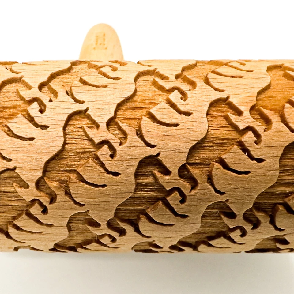 Stodola Engraved Mini Rolling Pin with HORSE Pattern - Image 2 of 3