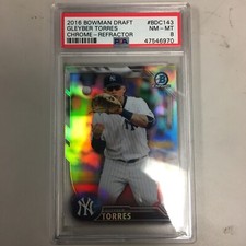 GLEYBER TORRES 2016 Bowman Chrome SP RC REFRACTOR! PSA NM-MT 8! #BDC-143
