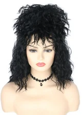 Women's Wigs Black Curly Gothic Beehive Wigs for Girls Halloween Costume Part...