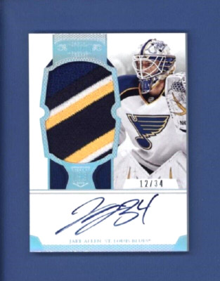 2012-13 Panini Dominion JAKE ALLEN #144 RC/Patch/Auto (rc) #'d/34 ST LOUIS BLUES