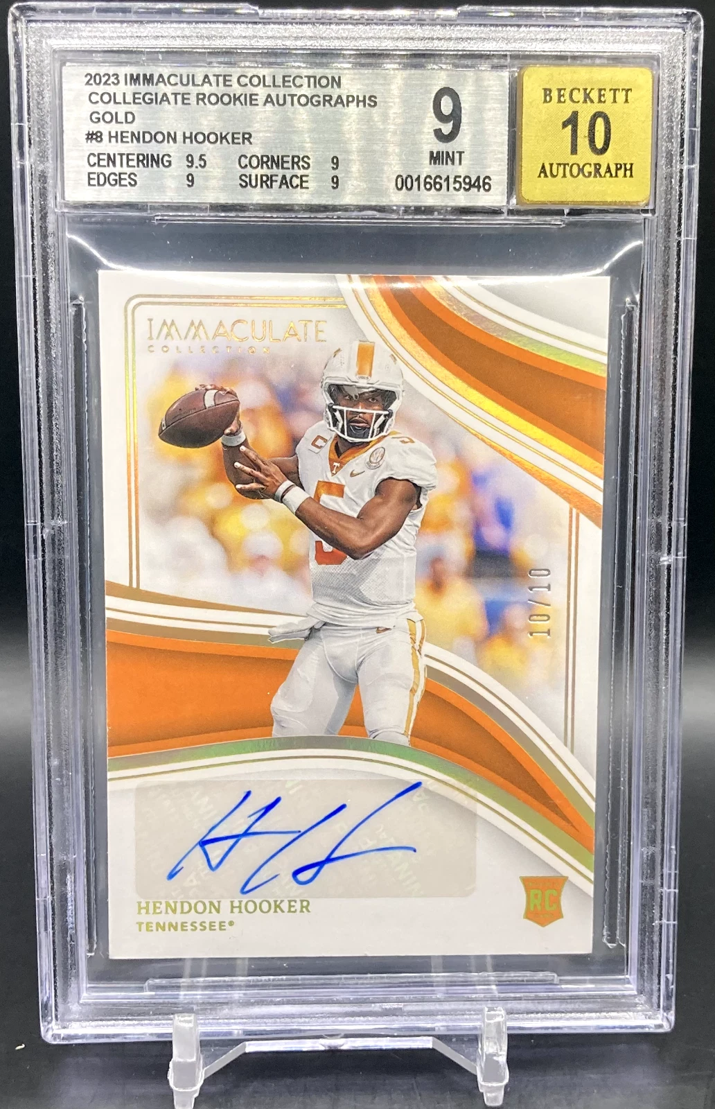 Hendon Hooker Panini Immaculate Collection Collegiate Rookie Autographs #RAHH Base