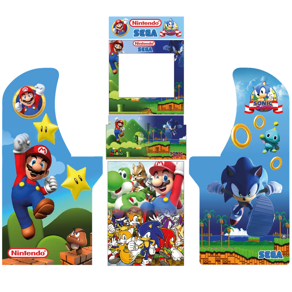 Arcade 1UP graphics / artwork full cabinet - Mario Vs Sonic Nintendo & SEGA