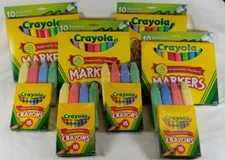 Crayola Markers 10 Broad Line 16 Crayons 4 Sidewalk Chalk x 4 = 12 Color Craft