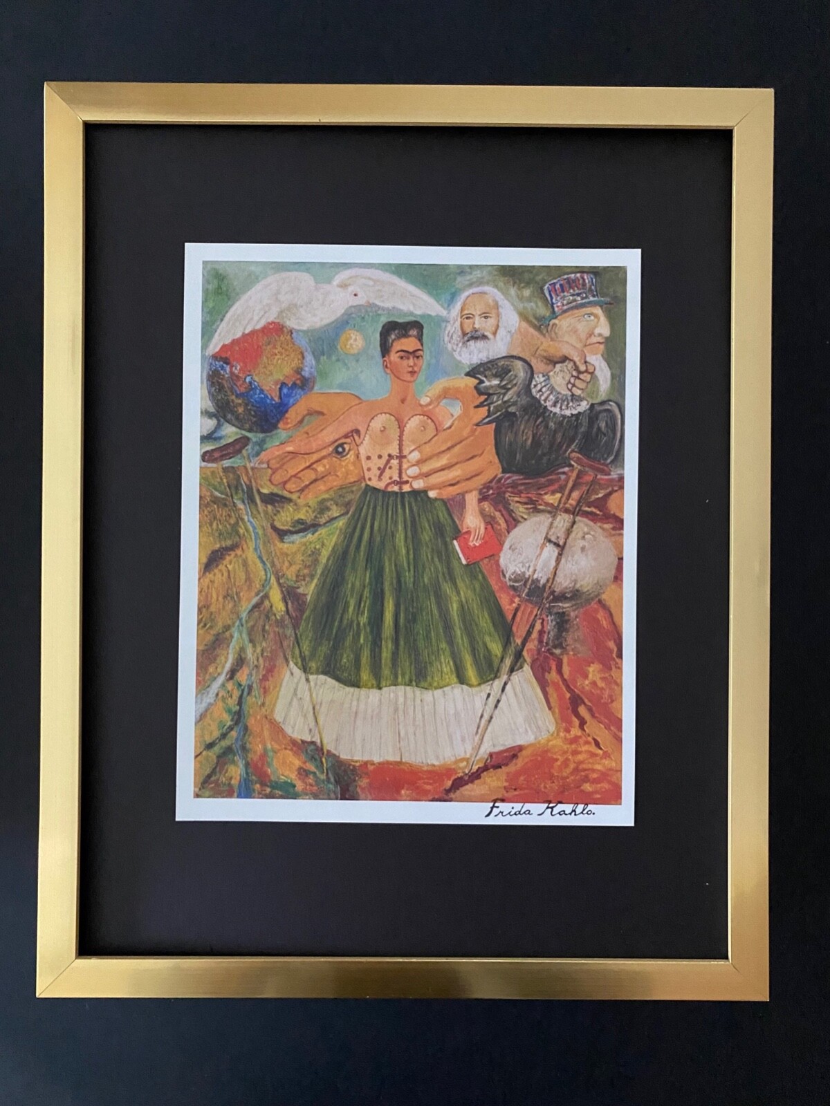 FRIDA KAHLO | Signed Print from Mexico "Self Portrait" + Framed | Buy it Now!