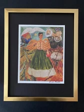 FRIDA KAHLO | Signed Print from Mexico "Self Portrait" + Framed | Buy it Now!