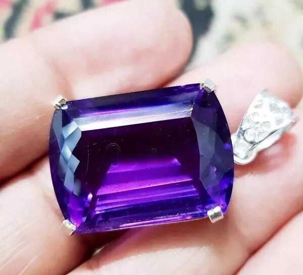 Hand Made 51 Ct Natural Purple Amethyst In Solid Silver Solitaire Pendant Gems