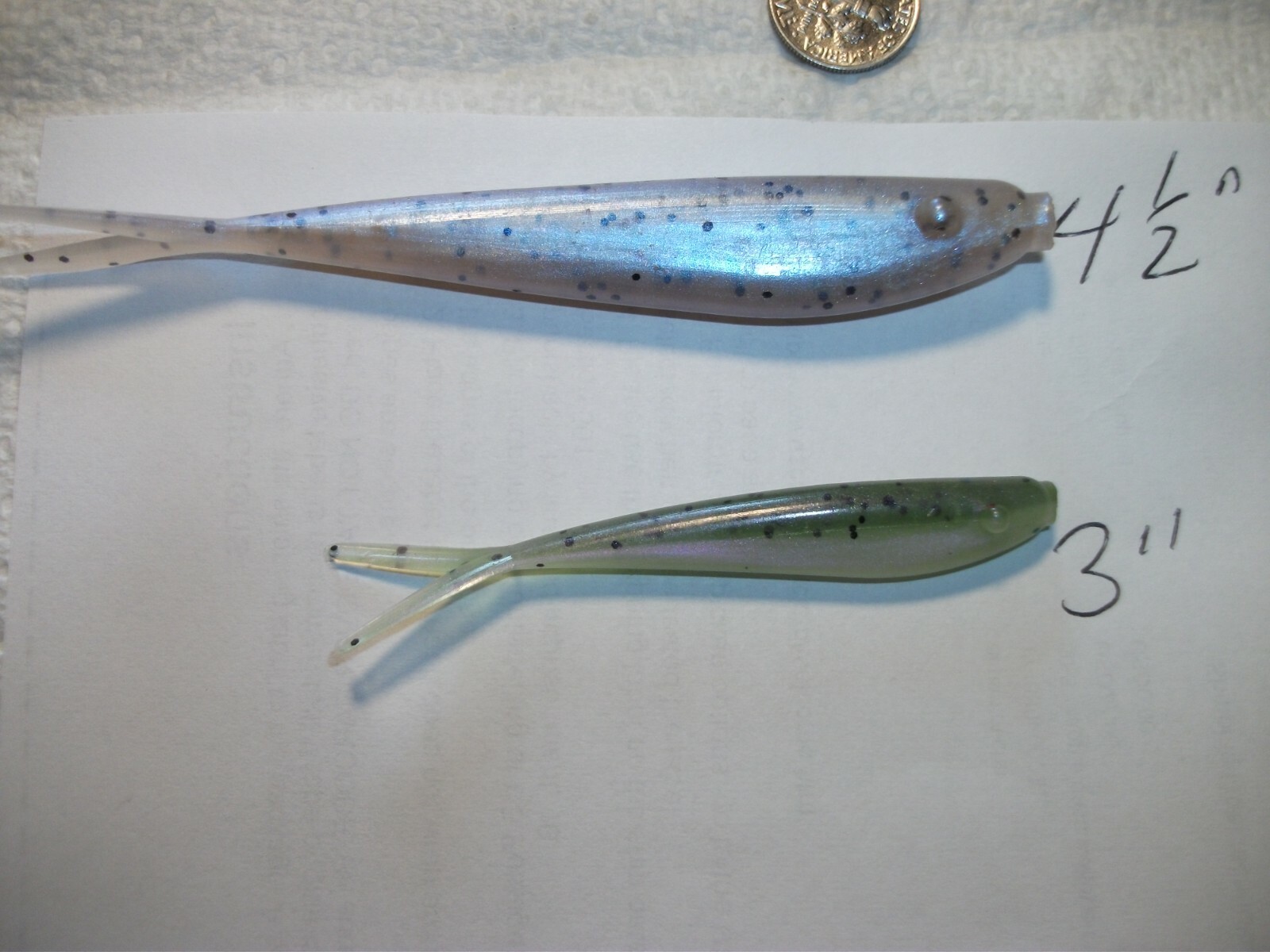 14-4 1/2"-bass-crappie-SOFT MINNOW-jig grub-drop shot-split tails-flukes-scented