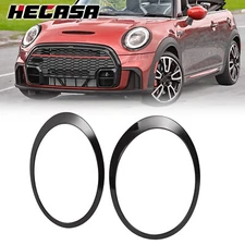 HECASA 2X Black Headlight Bezel Trim Ring Cover For Mini Cooper R55 R56 2007-15