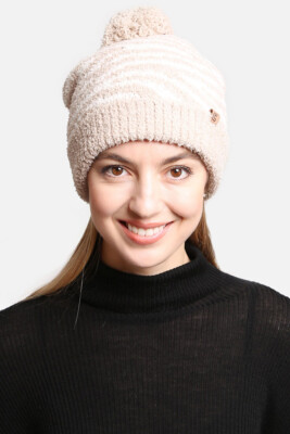 ScarvesMe Women's Winter Soft Zebra Animal Print Fleece Beanie with Knit Pom