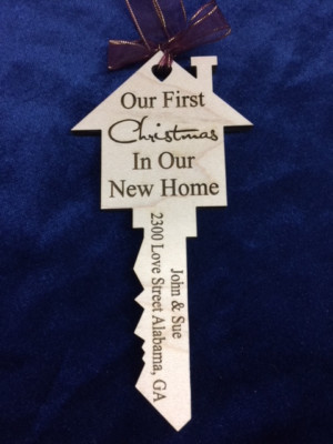 Custom made Wood Monogram Personalized First Home Key Ornament Christmas