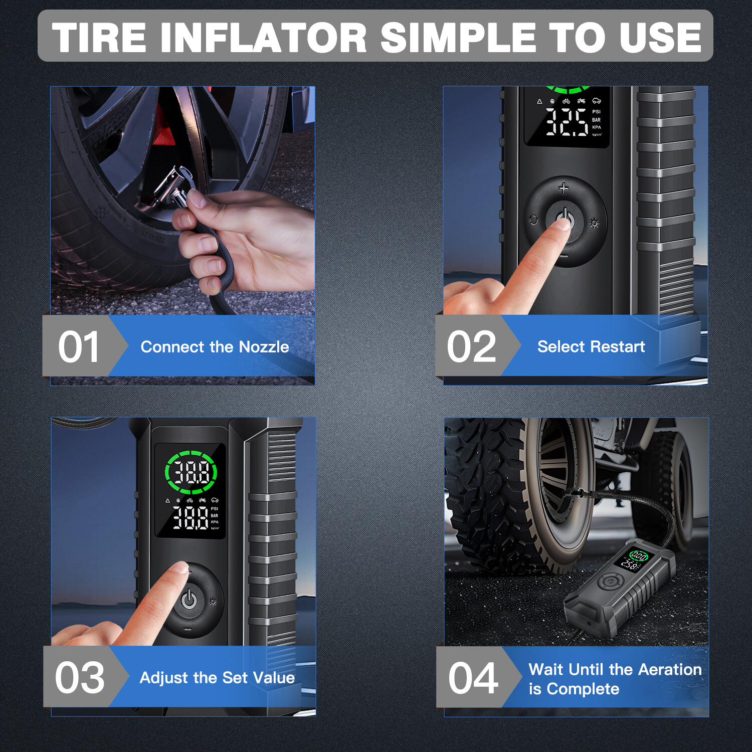 Tire Inflator Portable Air Compressor,Tire Inflators Portable Cordless Air Pump