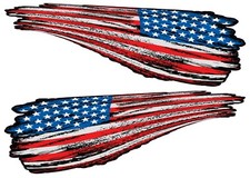 Brushed American Flag Stripes Large Pair deca...