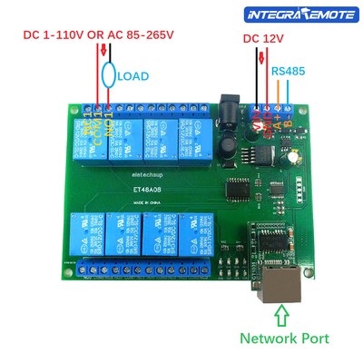 DC12V 8CH RS485/TCP Modbus Slave Time Relay Module Ethernet Network Relay Switch