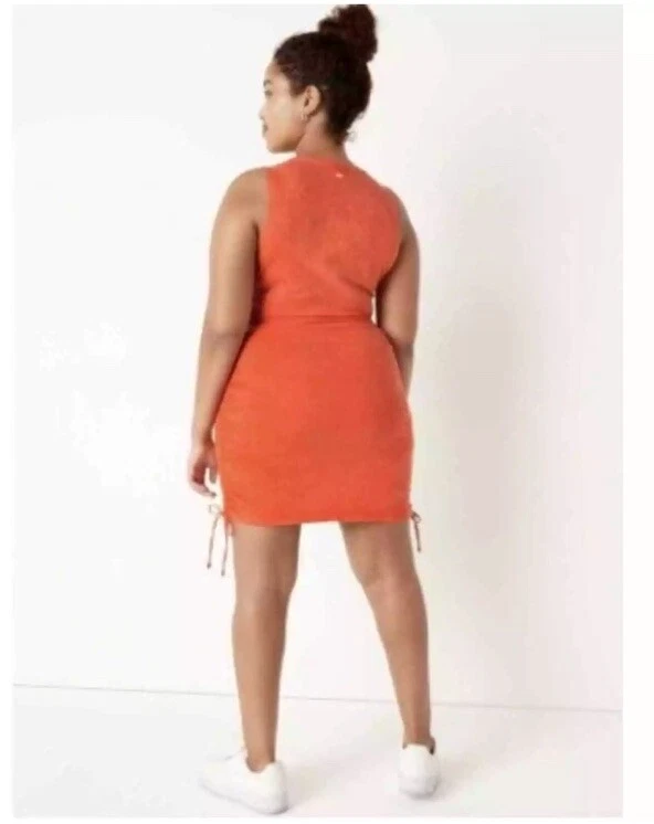 UNDERCOVER Abito da serbatoio Victoria's Secret ROSA arancione arricciato laterale piccolo nuovo con etichette