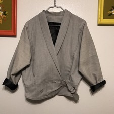 Women’s Sz Med Denim Anzevino And Florence Satin Lined Scoop Neck Jacket
