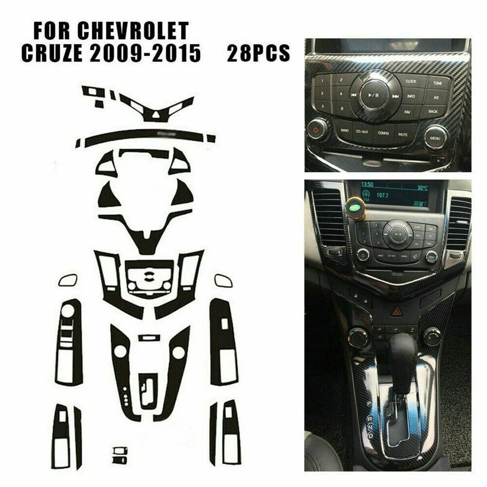 28Pcs For 2009-2015 Chevrolet Cruze Carbon Fiber Interior Covers Stickers Trim — 第 3/4 张图片