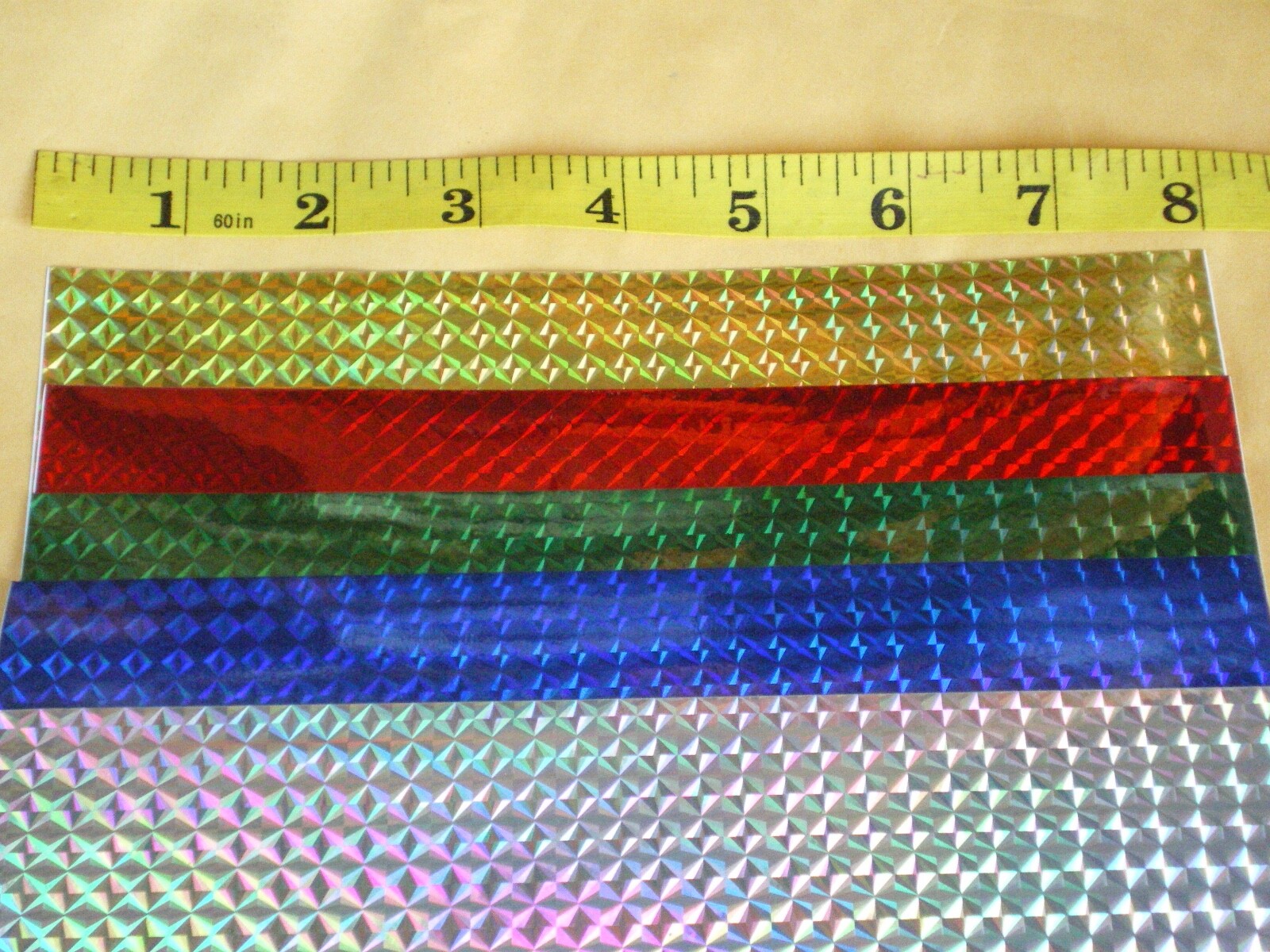 40 PCS. HOLOGRAPHIC FISHING LURE TAPE 4 X 8/FLASHER PRISM, GOLD