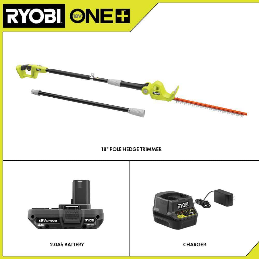 RYOBI 18V Pole Hedge Trimmer 18" Cordless Antivibration Extendable Zero