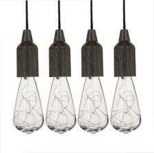 Improvements 4-Pack LED Edison Firefly Fairy Pull Lights w/ Remote, Gray Wood